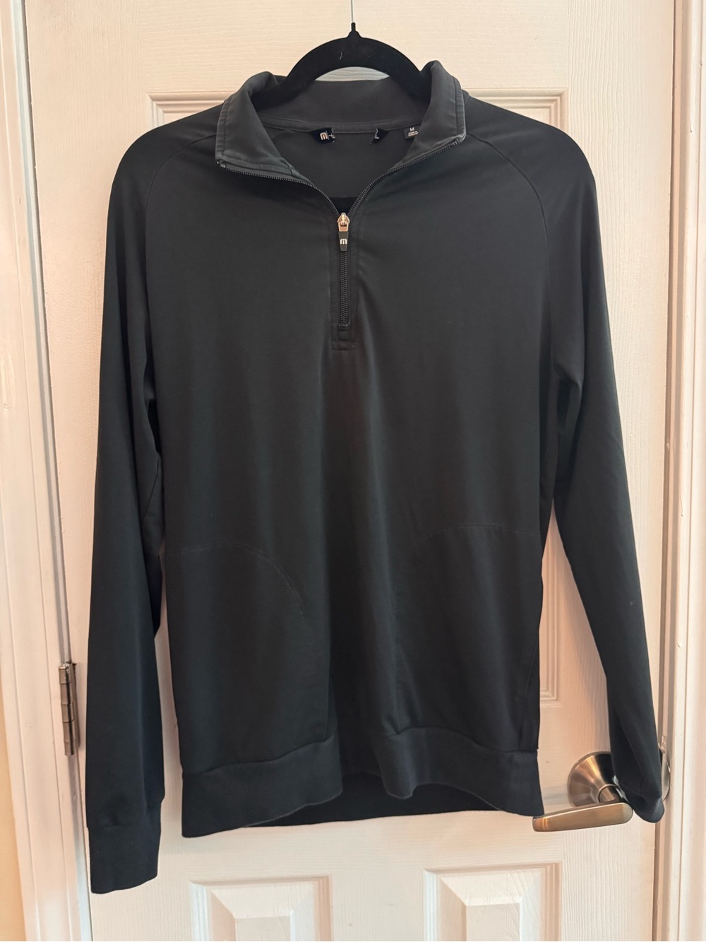TRAVIS MATHEW Black Quarter-Zip Cotton Blend Pullover Size Medium